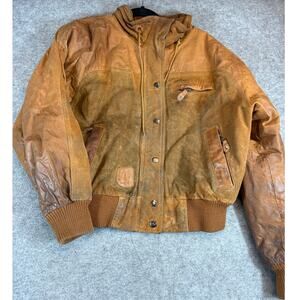Vintage 80s East West Chore Waxed Jacket Womens Small Brown Patchwork Outdoor
